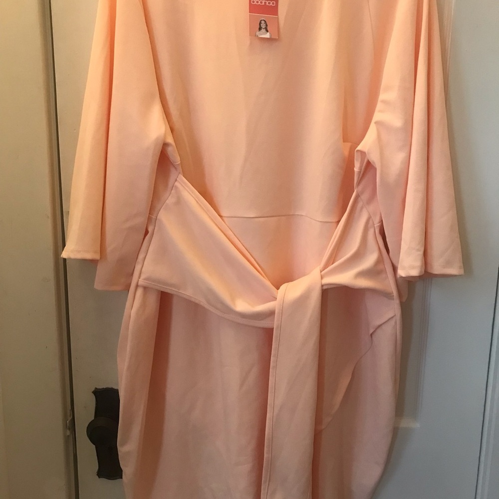 BooHoo Plus Pink Wrap Party Dress